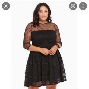 Torrid lace & dot mesh skater dress size 22